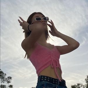 Fuzzy Pink Faux Fur Tank Top